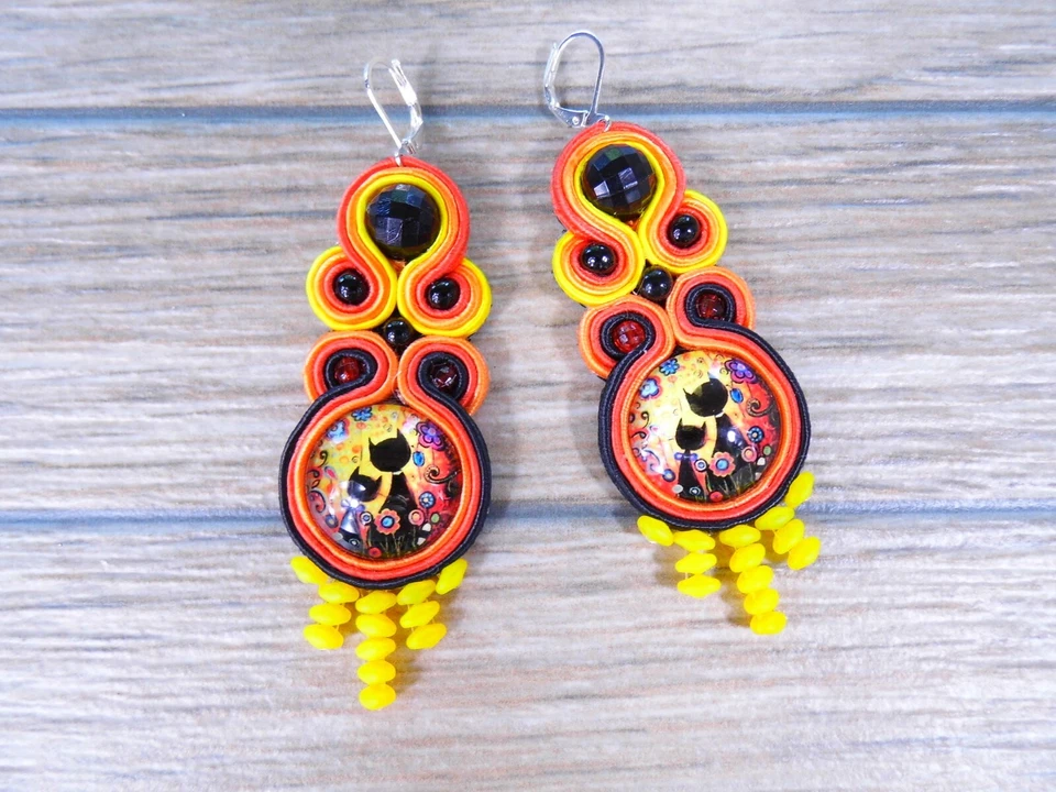 Ohrringe Technik soutache Kunsthandwerk , - Bild 4 von 4