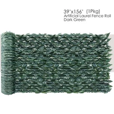 156"x39" Artificial Faux Laurel Dark Leaf Privacy Fence Panel Screen Hedge Decor