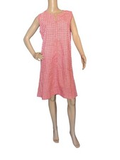 Vintage 60s Mod Red  White Gingham Check Plaid Half Zip House Dress