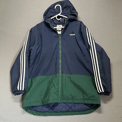Vintage 90s Adidas Blue Green Windbreaker XL Quilted Puffer Vintage 90s Adidas Blue Green Windbreaker XL Quilted Puffer