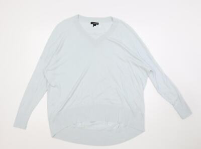 en THREAD Damen Pullover blau V-Ausschnitt Baumwollmischung Größe S - Oversized