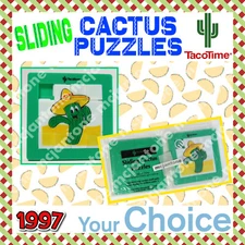 Taco Time 1997 SLIDING Tile CACTUS PUZZLE Sombrero Cacti Skill YOUR Toy CHOICE