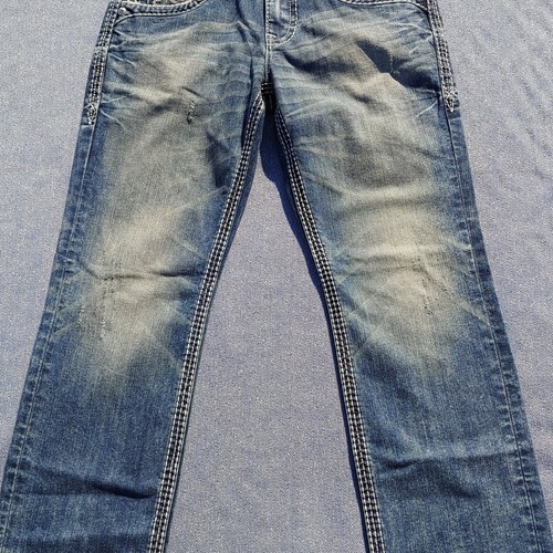 Jeans uomo Rock Revival blu STAN 32 dritto invecchiato in fabbrica nuovo senza etichette - Foto 11 di 14
