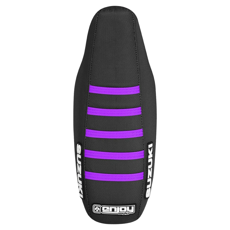 Cubierta de asiento con pinza Suzuki Jr 80 2001-2004 todo negro con costillas moradas #198 Foto 3 de 4