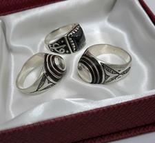 Men’s 3-Ring Rif Vintage Set Unique Desert Sahara Sterling Silver All Size 10.25