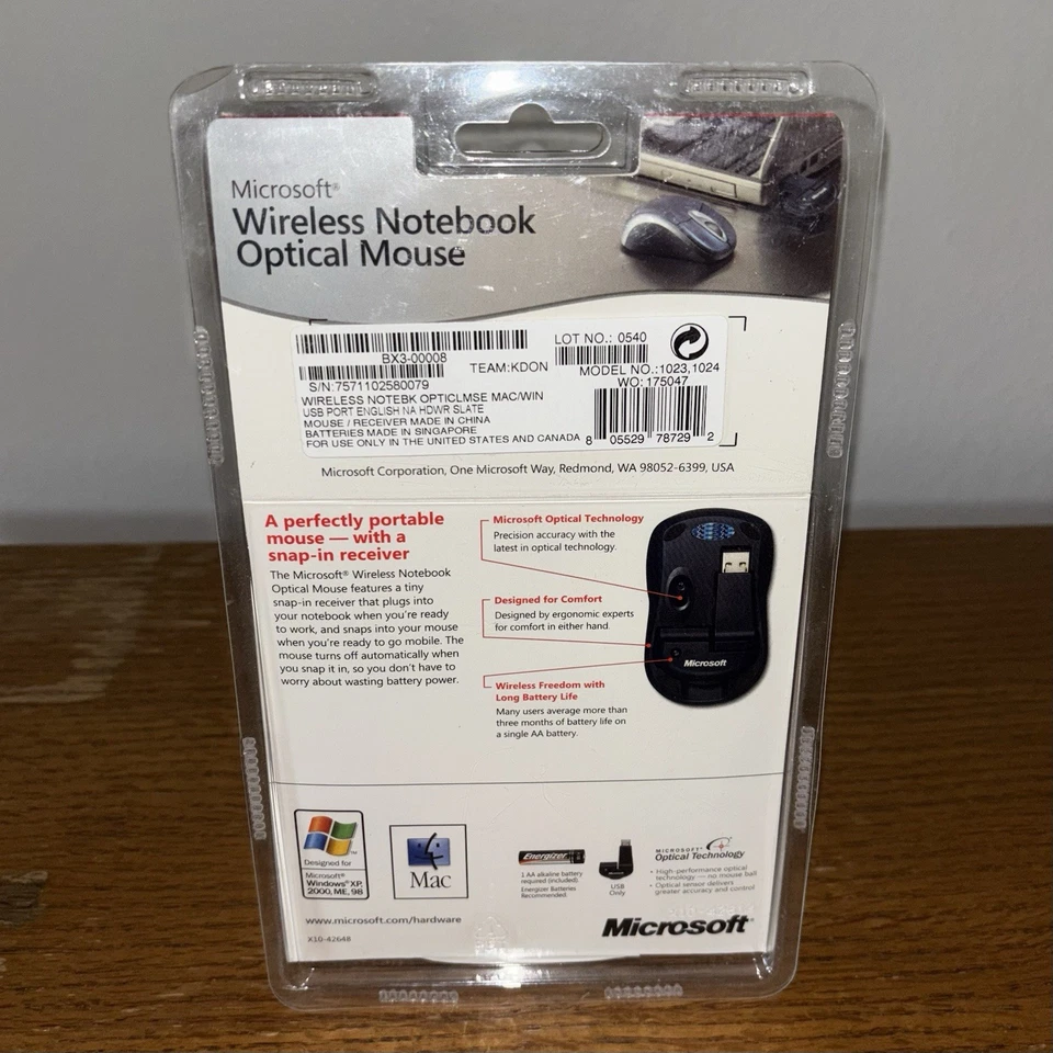 New NIB Microsoft Wireless Notebook Optical Mouse 3000 PC Windows Mac - Image 2 of 3
