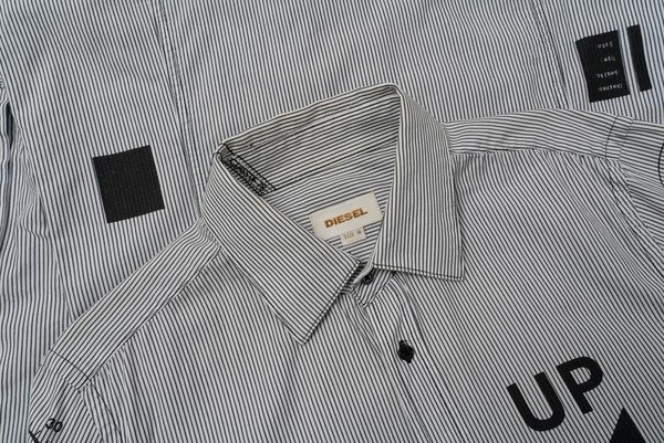 Men Diesel Shirt Grey Cotton 38 / M / 46