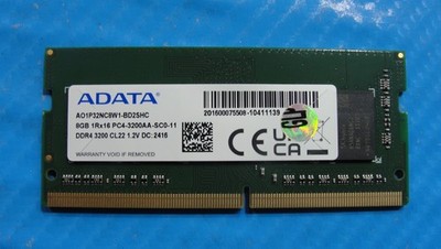 Dell 3520 ADATA 8GB 1Rx16 PC4-3200AA Memory RAM SO-DIMM AO1P32NC8W1-BD2SHC