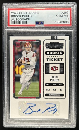 2022 Panini Contenders Brock Purdy RC Rookie Ticket Auto #263 49ers PSA 10