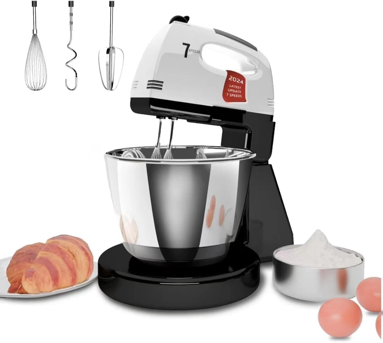 Stand Mixers, 7 Speeds With 3QT Stainless Steel Bowl, and Hand Hp1
Opens in a new window or tab