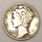 1924 Mercury Winged Head Dime 10 Cents Silver Coin F