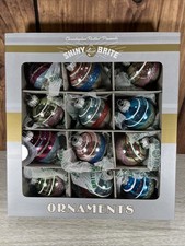 Christopher Radko Box Of 12 Shiny Brite Christmas Ornaments Silver Multicolor St