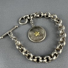 Vintage Sterling Silver Bracelet Toggle Abalo...