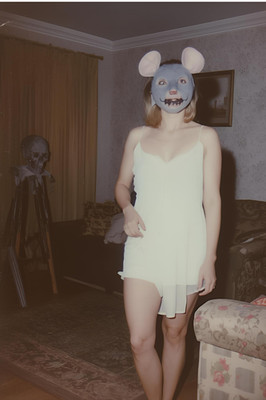 Woman Wearing Mouse Mask Vintage Creepy Portrait 4x6 Photo