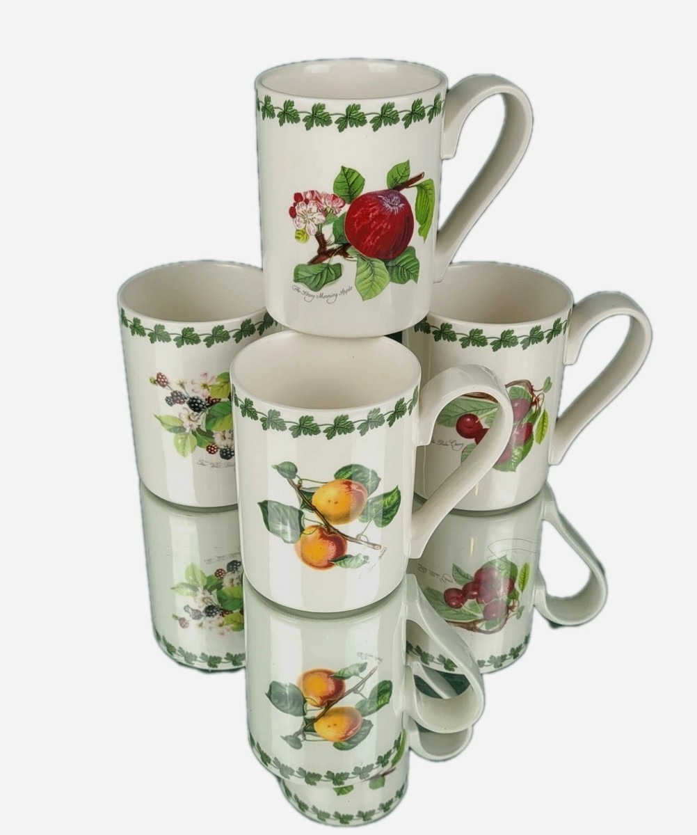 PORTMEIRION Pomona, 4 Coffee Mug Set, White & Fruit And Flowers