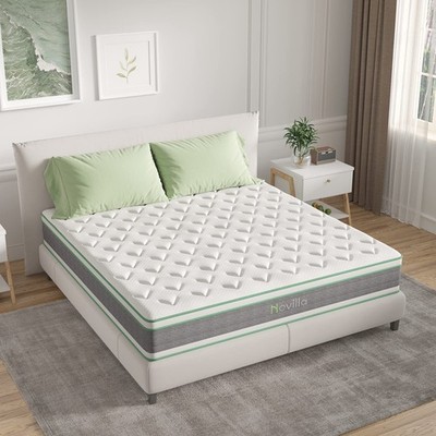 King Size Mattress, 10 Inch Hybrid Mattress in a Box, Individually Wrapped Po...