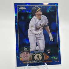 JONAH BRIDE - ROOKIE CARD - 2023 TOPPS CHROME SAPPHIRE #95 - OAKLAND A'S. rookie card picture