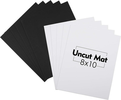 Mat Board Center, Pack of 10 8X10 Uncut Matte Boards, White and Black Backing Ma