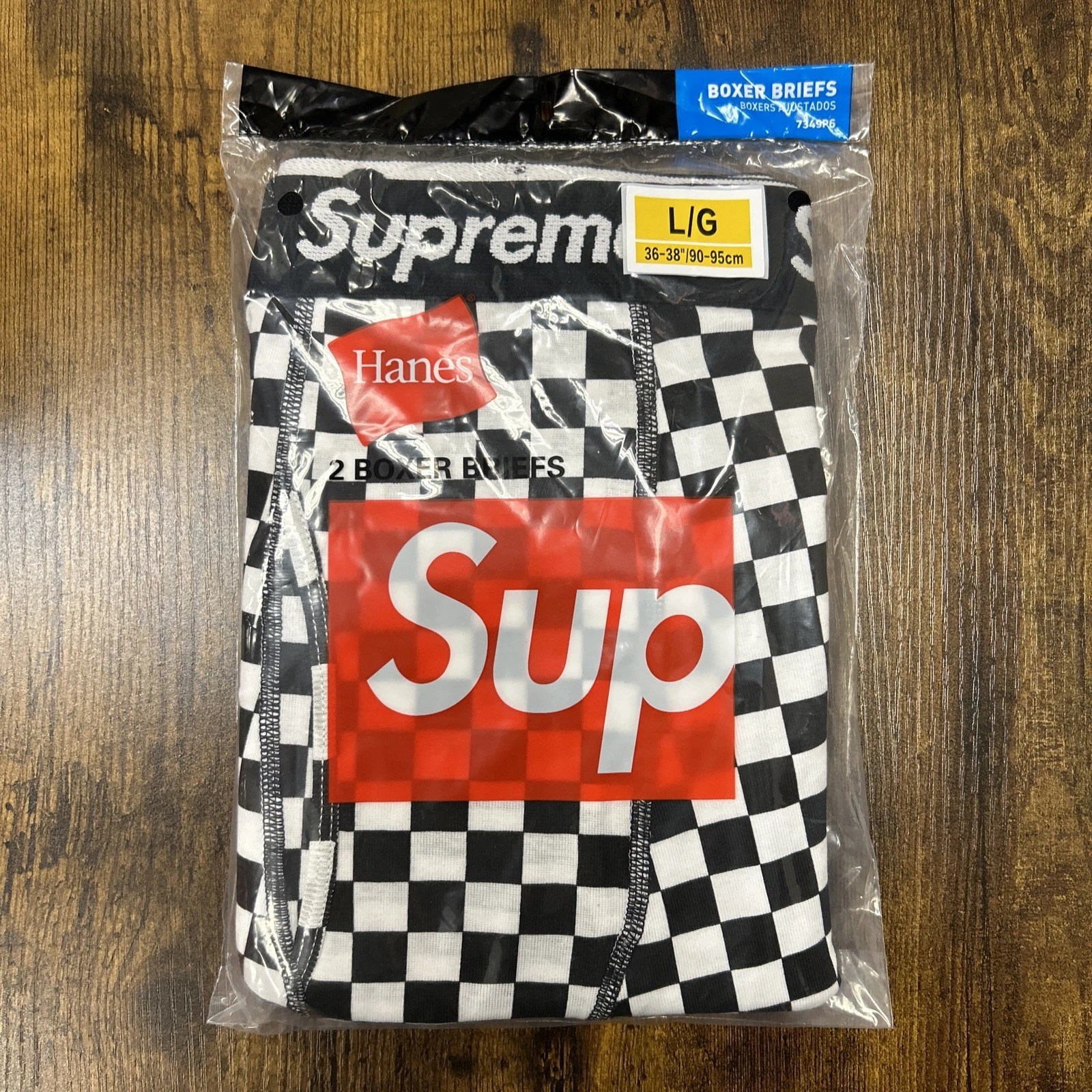 Lot de 2 boxers Supreme taille L à carreaux slip Hanes sous vêtement neuf authentique