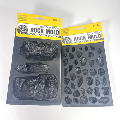 Woodland Scenics Random Rock and Boulders Rock Molds Lot of 2 - Model Layouts