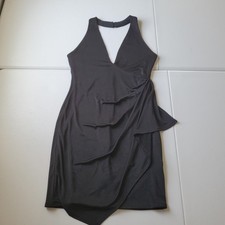 Alice + Olivia Dress Womens Small Black Halter Gothic Asym Ruffle Party Cocktail