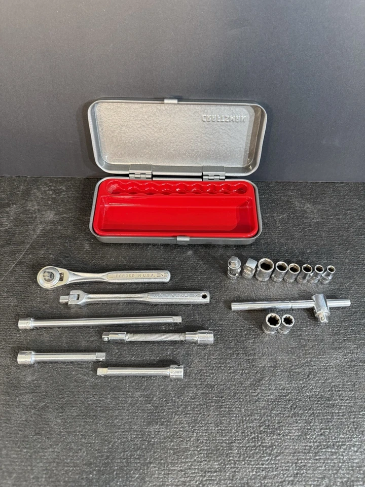 "Juego de enchufes de accionamiento de 1/4"" Sears Craftsman vintage 100 % todo-V- EE. UU. con estuche nuevo" Foto 2 de 4