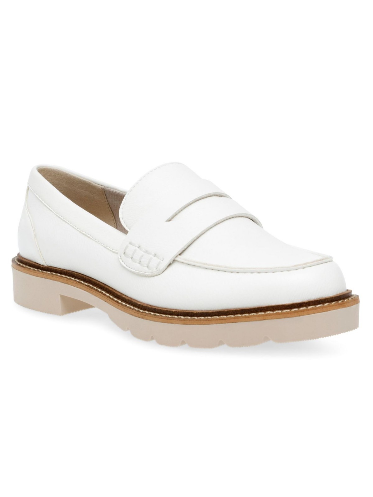 Женские мокасины без шнуровки на блочном каблуке Elia ANNE KLEIN с белым ремешком-пенни 95 М 4090₽
