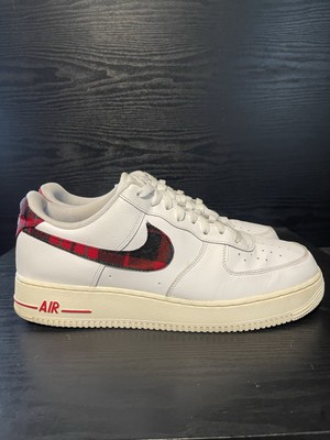 Nike Air Force 1 '07 LV8 Shoes ''Tartan Plaid'' White Red DV0789-100 Men's Size 12