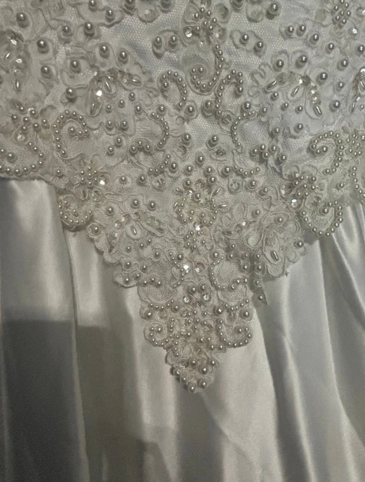 复古森李婚礼礼服/长袍-大教堂火车-尺寸 8-无装饰 — 第 4/4 张图片