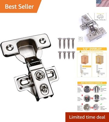 Soft Close Cabinet Door Hinges - 100° Opening, 2-Pack Stainless Steel Solution