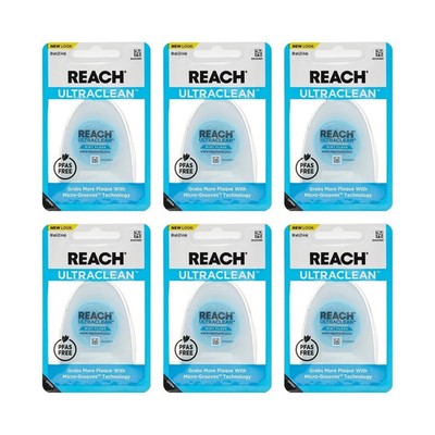 Listerine Ultraclean Waxed Dental Floss Pack Of 6 Blue 15 Feet 30 Yards Mint
