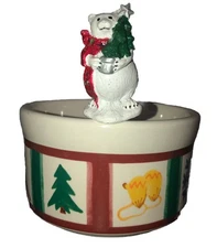 Pfaltzgraff Snow Bear Crock Dip Bowl 4.5 Inches x 2.75 Inches w/Spreader