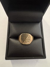 9ct Gold Signet Ring Size Q Birmingham Anchor 375 Hallmarked Boxed 2.02g