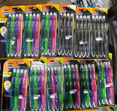 BIC Gelocity Gel Pens, Medium Point Assorted Colors, 4-Count Lot of 12 Packs