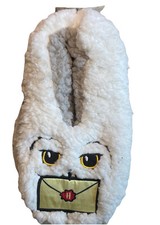 Harry Potter Owl Fuzzy Slippers Size M-L 8-10, White/Grey Lounge Comfy