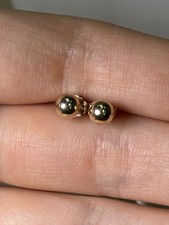 Solid 14K Yellow Gold Ball Stud Earrings, 4.5 mm