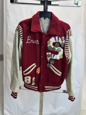 Vintage 50s 60s Ripon Award Varsity Letterman Jacket  Wrestling Medals Lg Red