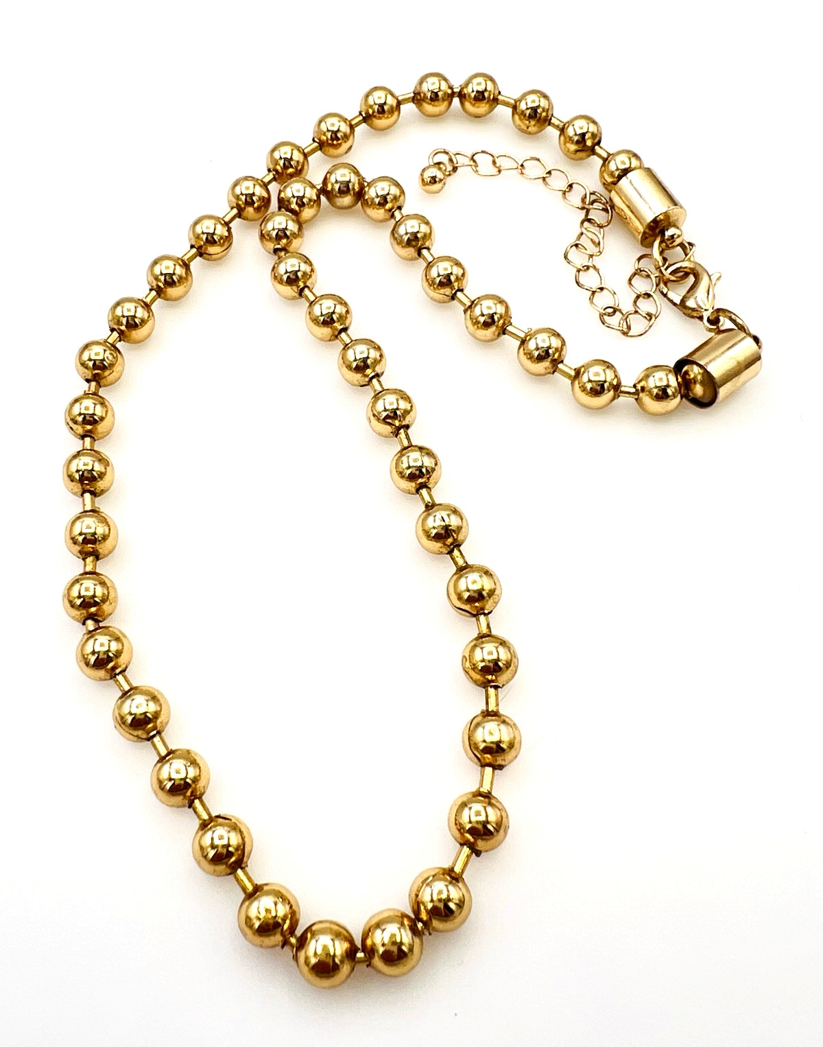 Two Silver Gold Tone Stackable Ball Bead Necklaces - image 9
