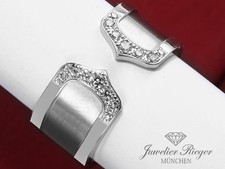 Cartier Ring Doppel C Logo Weissgold 750 Diamanten Gr. 54 Gold