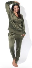 Felina Women's 2 Piece Velour Track Suit Hoodie  Jogger Set Size: Large, Green.