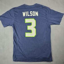 Seattle Seahawks Russell Wilson 3 T-Shirt Mens Large NFL Football Blue Large