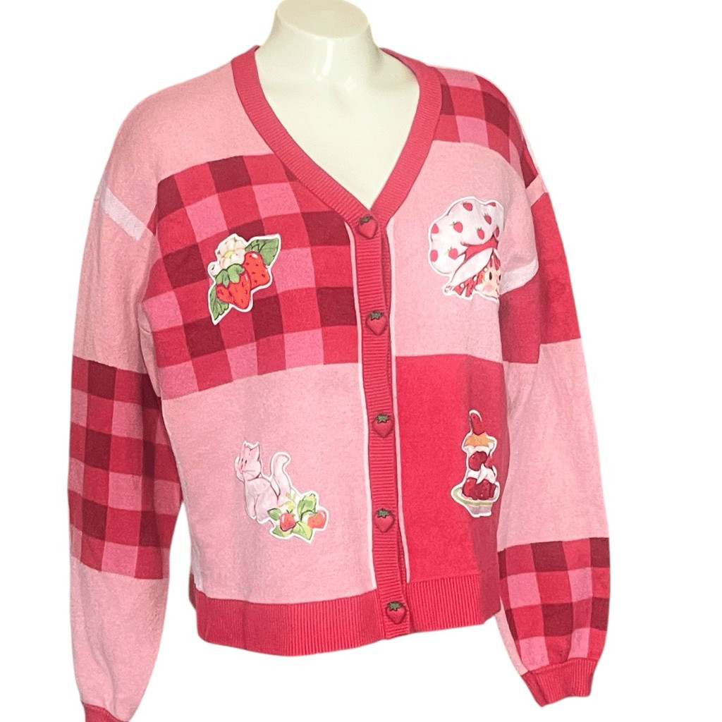 Strawberry Shortcake Button Down Patchwork Gingha… - image 1