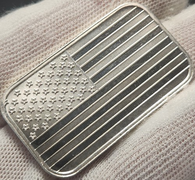 #ad 🇺🇸 One Troy Ounce American Flag Silver Bar .999 fine silver CH USA $93.99