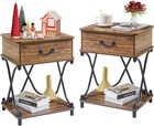  Nightstands Set of 2 with Drawer for Bedroom, Endtable Endtable 2 Set Brown