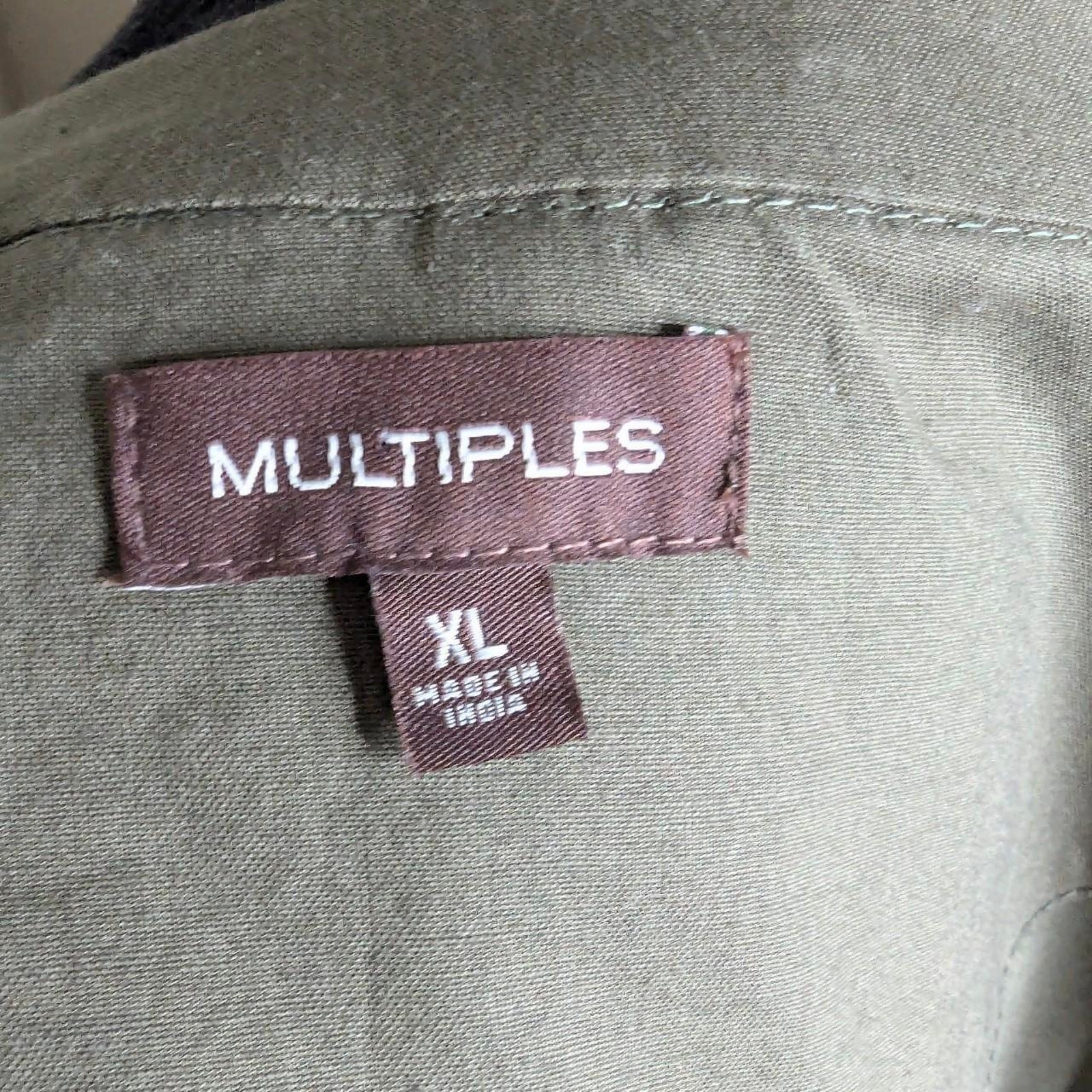 olive green patchwork jacket XL - image 7