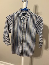 Children's Place Boys Blue Stripe Button Collar Long Sleeve Shirt Size 5/6