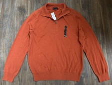 Banana Republic Men's Quarter Zip Pullover Sweater Cotton Burnt Orange Large NEW