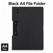 5 Pack A4 Clipboard Folder Black Document Organizer with Side Clip Cover