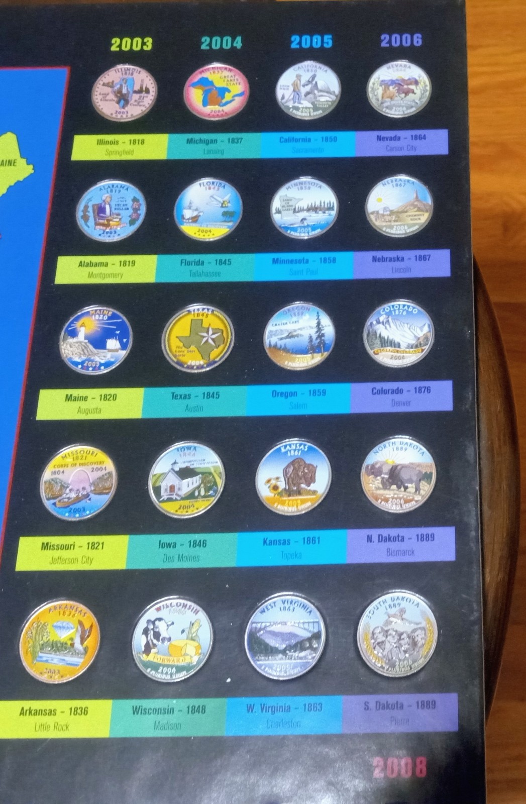 50 State Quarters W/Territories colorized, Set of 56 /album w/Booklet on states