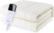 iHeroo Flannel Electric Blanket Single 160 x 130cm 3 Heat Settings Cream White